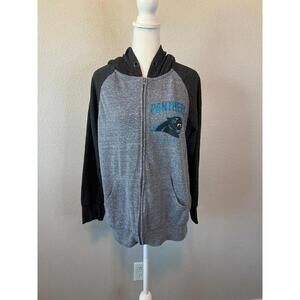 NFL Team Apparel Carolina Panthers Logo Full Zip Hoodie Gray Size Large